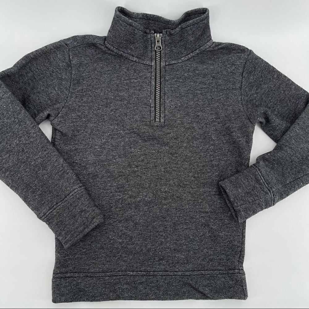 The Children’s Place Boys Black Quarter Zip French Terry Pullover Sweater Size 4